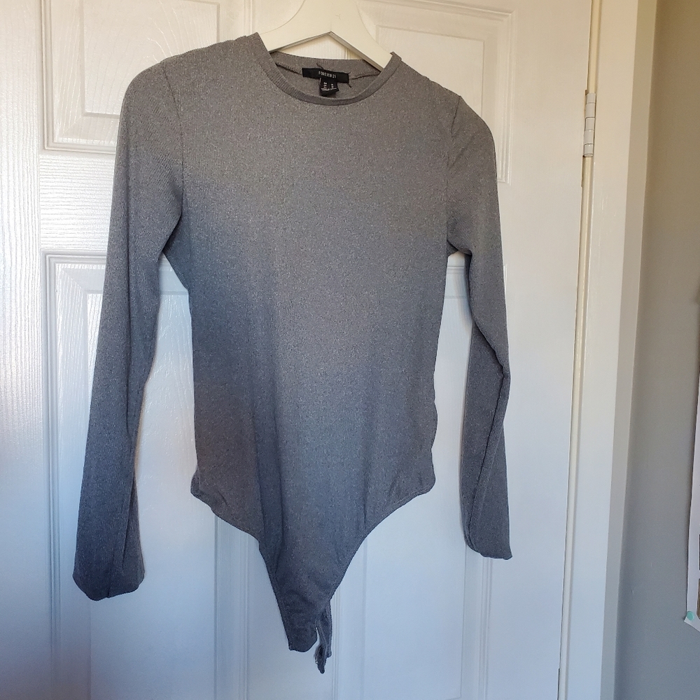 Ribbed grey bodysuit forever 21